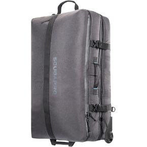 SCUBAPRO Definition Duo Compartment 118 Wheeled Duffle Dive Bag with Adjustable Backpack Straps, Top and Side Handles for Scuba Diving Gear, Premium Recycled Two-Tone Gray Fabric