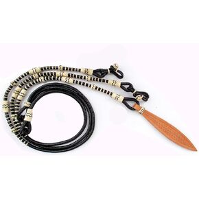 Black Rope with Natural Knots Raw Hide Leather Horse Tack Hand-Braided Romal Romel Reins Hand Made Ranch Rope/Rope Reins-8.5 Ft, 52' Romel
