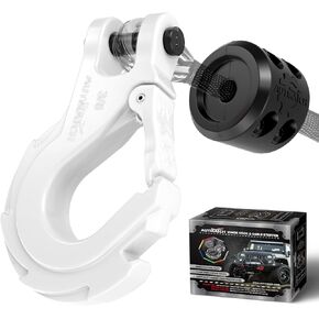 AUTMATCH Winch Hook 3/8" - Clevis Slip Hook with Safety Latch & Winch Cable Hook Stopper, Grade 70 Forged Steel Max 39,600Lbs Work for Winch Rope, ATV, UTV, Off Road Vehicle, White
