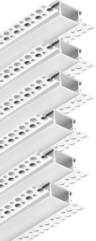 6 عبوات من الجص بطول 6.6 قدم/2 متر في قناة LED، قناة ضوء شريط LED للجدار الجاف، طين غائر بدون حواف في قناة LED لشريط LED بعرض 20 مم in Saudi Arabia