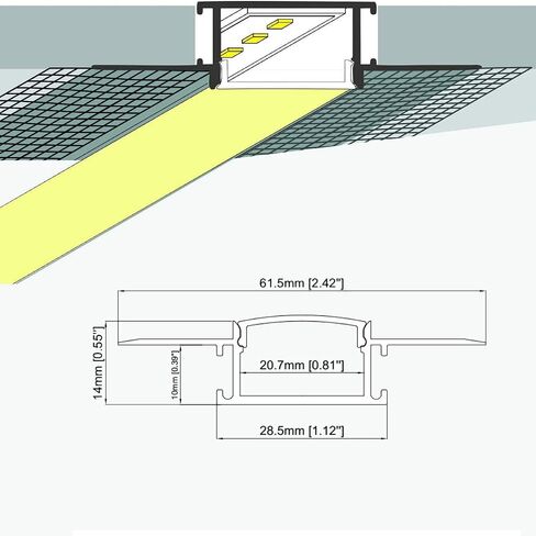 6Pack 6.6FT/2 Meter Plaster in LED Channel,Drywall LED Strip Light Channel,Trimless Recessed Mud in LED Channel for 20mm Width LED Strip in Saudi Arabia