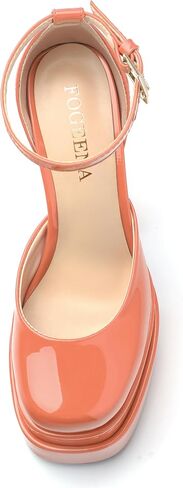 FOGEENA Red Plaid Platform Heels for Women Chunky Block Heels Closed Round Toe Ankle Strap 5.9 Inch Pumps Fashion Dating Prom Party Dress Shoes Size 8 in Saudi Arabia