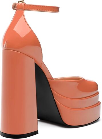 FOGEENA Red Plaid Platform Heels for Women Chunky Block Heels Closed Round Toe Ankle Strap 5.9 Inch Pumps Fashion Dating Prom Party Dress Shoes Size 8 in Saudi Arabia