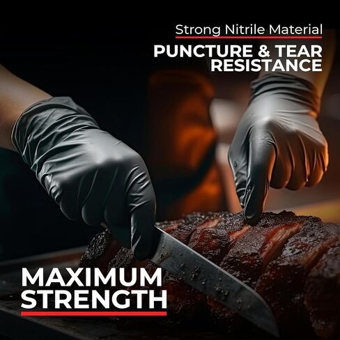 Heavy Duty 6 Mil Black Nitrile Gloves, Disposable Latex&Powder Free, Mechanic, Food Prep, Tattoo(1000 CT) in Kuwait