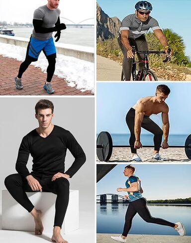 3 Pack Mens Long Johns Thermal Pants, Fleece Lined Lightweight Base Layer Bottoms, Compression Sport Leggings Winter Gear in Saudi Arabia