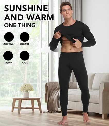 3 Pack Mens Long Johns Thermal Pants, Fleece Lined Lightweight Base Layer Bottoms, Compression Sport Leggings Winter Gear in Saudi Arabia