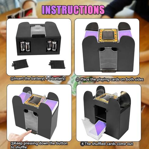 LASIEYO Automatic Card Shuffler, Card Shuffler 6 Deck Electric Heavy Duty, Low Noise Card Shuffler for Standard-Size Cards, Automatic Card Shuffler for Texas Hold'em, Poker, Home Card Games in Saudi Arabia
