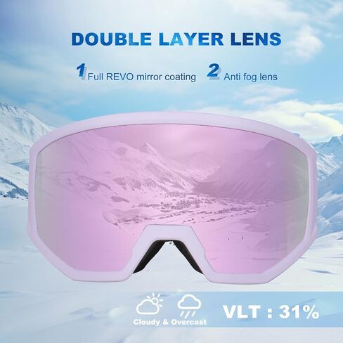 EXP VISION Ski/Snowboard Goggles, Anti-Fog Snow Goggles for Men & Women - Perfect for Skiing, Snowboarding & Winter Sports in Saudi Arabia