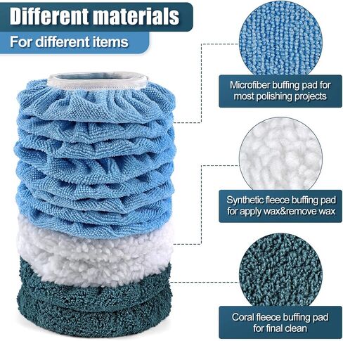 POLIWELL Buffing Polishing Pads 5 Inch, 7Pcs Buffing Sponge Pads Kit 5.5" Face for 5" Backing Plate, Compound Cutting Foam Pads, Wool Pad for Car Buffer Polisher, Compounding Polishing and Waxing in Saudi Arabia
