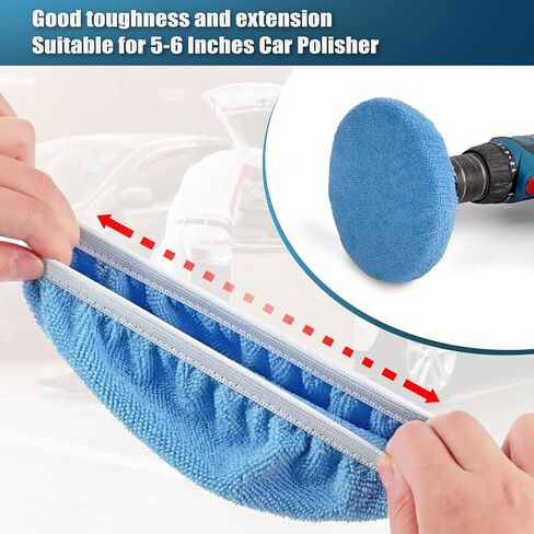 POLIWELL Buffing Polishing Pads 5 Inch, 7Pcs Buffing Sponge Pads Kit 5.5" Face for 5" Backing Plate, Compound Cutting Foam Pads, Wool Pad for Car Buffer Polisher, Compounding Polishing and Waxing in Saudi Arabia