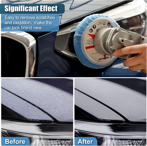 POLIWELL Buffing Polishing Pads 5 Inch, 7Pcs Buffing Sponge Pads Kit 5.5" Face for 5" Backing Plate, Compound Cutting Foam Pads, Wool Pad for Car Buffer Polisher, Compounding Polishing and Waxing in Saudi Arabia