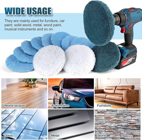 POLIWELL Buffing Polishing Pads 5 Inch, 7Pcs Buffing Sponge Pads Kit 5.5" Face for 5" Backing Plate, Compound Cutting Foam Pads, Wool Pad for Car Buffer Polisher, Compounding Polishing and Waxing in Saudi Arabia