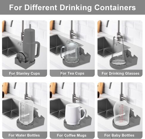 رف تجفيف الأكواب، رف تجفيف الأكواب لكوب ستانلي، رف تجفيف زجاجات الأطفال، حامل تجفيف بهلوان السفر المحمول، رف تجفيف من السيليكون الناعم لستانلي مع فرشاة بماصة in Kuwait