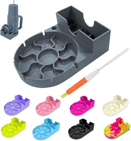 رف تجفيف الأكواب، رف تجفيف الأكواب لكوب ستانلي، رف تجفيف زجاجات الأطفال، حامل تجفيف بهلوان السفر المحمول، رف تجفيف من السيليكون الناعم لستانلي مع فرشاة بماصة in Kuwait