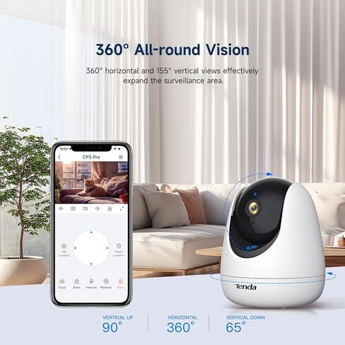 كاميرات Tenda CT6 2K WiFi لأمن المنزل بالخارج - رؤية ليلية كاملة الألوان مع 2 أضواء كاشفة، وهوائيات مزدوجة، وكشف الحركة بالذكاء الاصطناعي، وصوت ثنائي الاتجاه، IP66، H.265، وكاميرات أمان خارجية مدمجة in Saudi Arabia