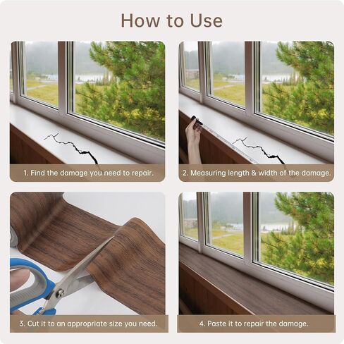 Wood Grain Repair Tape, 3.15inch x 15ft Self Adhesive Wood Grain Duct Tape Grain Repair Patch for Floors, Furniture,Doors, Trim Effect Dark Wood in Kuwait