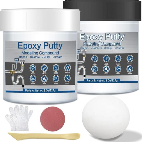 Epoxy Putty, 16 oz AB Metal Epoxy Filler Putty Fast Repair Self-Hardening Pool Putty for Leaks Underwater High Adhesive Epoxy Sculpt Clay for Metal Wood Tile Repairing, Bonding, Sculpting White in Saudi Arabia