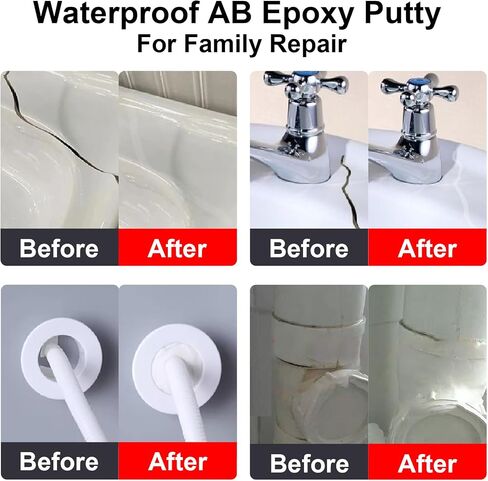 Epoxy Putty, 16 oz AB Metal Epoxy Filler Putty Fast Repair Self-Hardening Pool Putty for Leaks Underwater High Adhesive Epoxy Sculpt Clay for Metal Wood Tile Repairing, Bonding, Sculpting White in Saudi Arabia