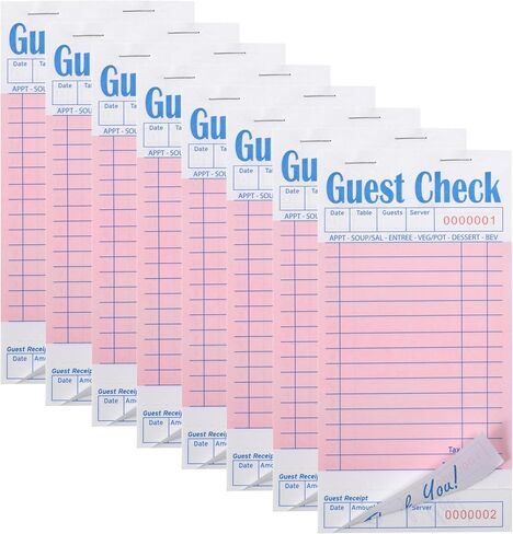 8 Pack Guest Check Pads,Server Note Pads, Guest Checks Books for Servers, Waiter Checkbook, Waitress Writing Pad for Restaurants, Paper Checks 8 Books/Pack (400 Total Tickets) in Saudi Arabia