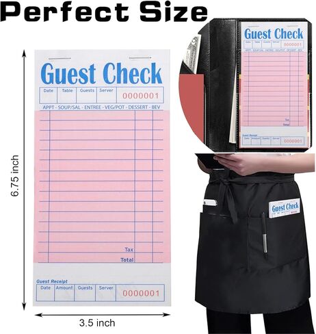 8 Pack Guest Check Pads,Server Note Pads, Guest Checks Books for Servers, Waiter Checkbook, Waitress Writing Pad for Restaurants, Paper Checks 8 Books/Pack (400 Total Tickets) in Saudi Arabia