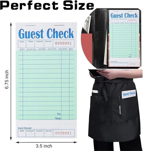 8 Pack Guest Check Pads,Server Note Pads, Guest Checks Books for Servers, Waiter Checkbook, Waitress Writing Pad for Restaurants, Paper Checks 8 Books/Pack (400 Total Tickets) in Saudi Arabia