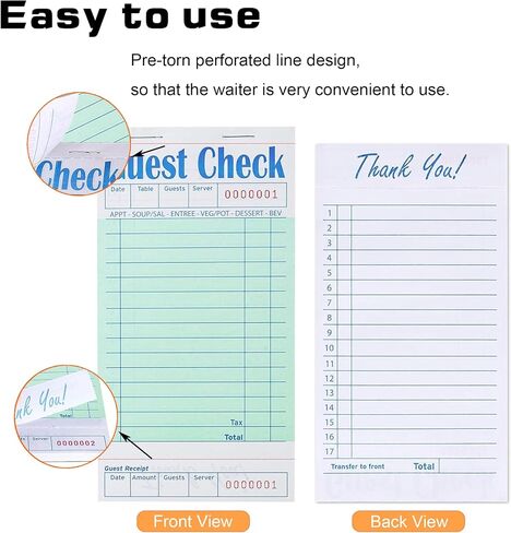 8 Pack Guest Check Pads,Server Note Pads, Guest Checks Books for Servers, Waiter Checkbook, Waitress Writing Pad for Restaurants, Paper Checks 8 Books/Pack (400 Total Tickets) in Saudi Arabia