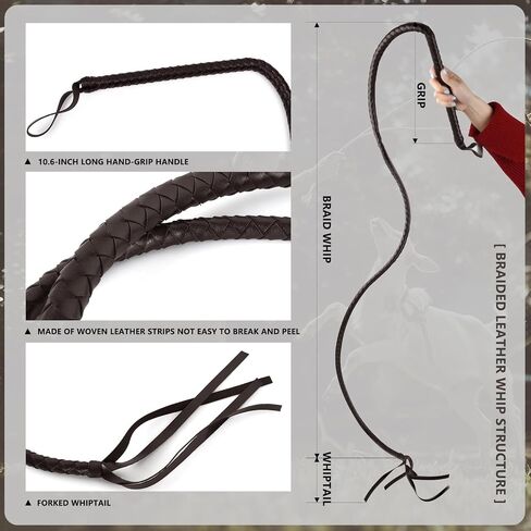 VZQI Western Cowboy Whip Clothing Accessories Prop Whip Cowboy Handle Black and Brown-Black in Saudi Arabia