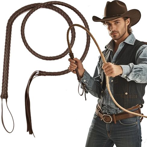 VZQI Western Cowboy Whip Clothing Accessories Prop Whip Cowboy Handle Black and Brown-Black in Saudi Arabia