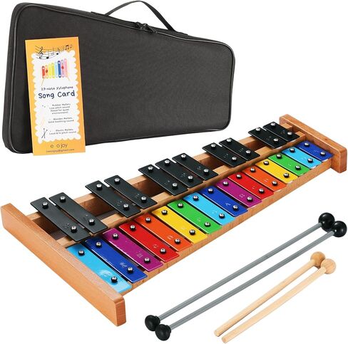 Xylophone + Rubber & Wooden Beaters| 27 Notes Glockenspiel Xylophone for Adult & Kids| Professional Xylophone Instrument Music Teaching| Gifts Includes Song Book and Carry Case in Kuwait