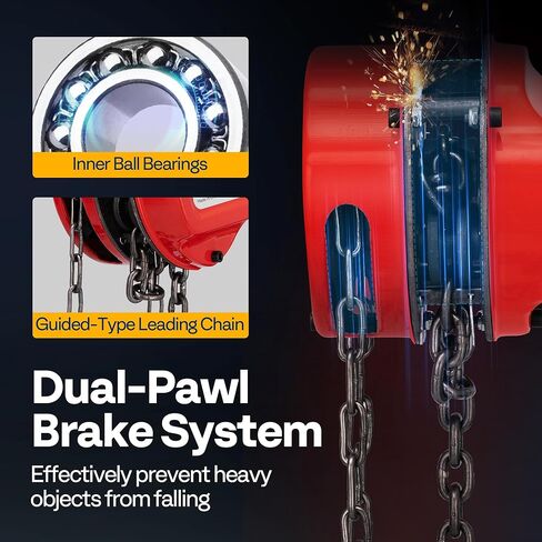 VIVOHOME Chain Hoist 3 Ton 10ft Red, Mini Chain Hoist 6600Lbs, Heavy Duty Pulley Hoist with G80 Manganese Steel Chain, Manual Chain Fall for Garages, Warehouses, and Automotive Tasks in Kuwait