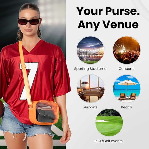 Clear Bag for Stadium Events – Stadium Approved Purse for Women, Durable Waterproof PVC, Adjustable Strap for Concerts in Saudi Arabia