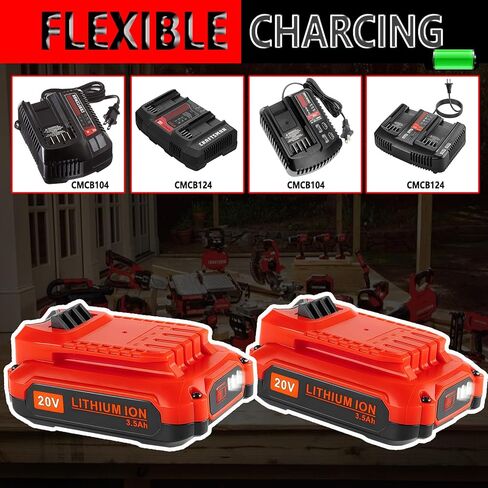 2PACK 20V MAX Battery 6Ah Replacement for Craftsman V20 Battery CMCB206 CMCB205 CMCB204 CMCB202, for All V20* Cordless Tools CMCD700C1 CMCK700D2 CMCV002B CMCG400B CMCS600B CMCK401D2 CMCL020B in Kuwait