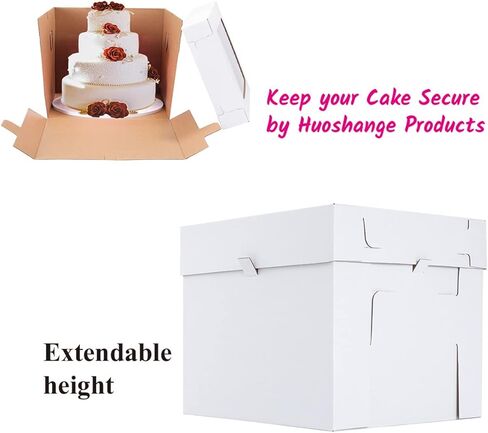 Tall Cake Boxes for Tier Cakes 14x14x12 Inch 2Pack Wedding Cake Boxes,Sturdy Tall Cake Boxes with Window,Layer Cake Carrier,Disposable Cake Containers in Kuwait