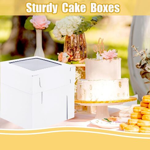 Tall Cake Boxes for Tier Cakes 14x14x12 Inch 2Pack Wedding Cake Boxes,Sturdy Tall Cake Boxes with Window,Layer Cake Carrier,Disposable Cake Containers in Kuwait