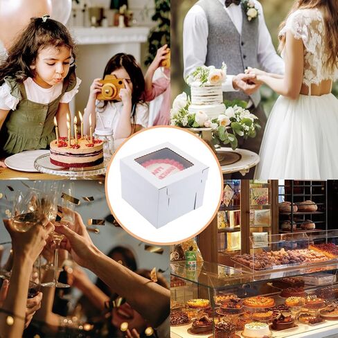 Tall Cake Boxes for Tier Cakes 14x14x12 Inch 2Pack Wedding Cake Boxes,Sturdy Tall Cake Boxes with Window,Layer Cake Carrier,Disposable Cake Containers in Kuwait