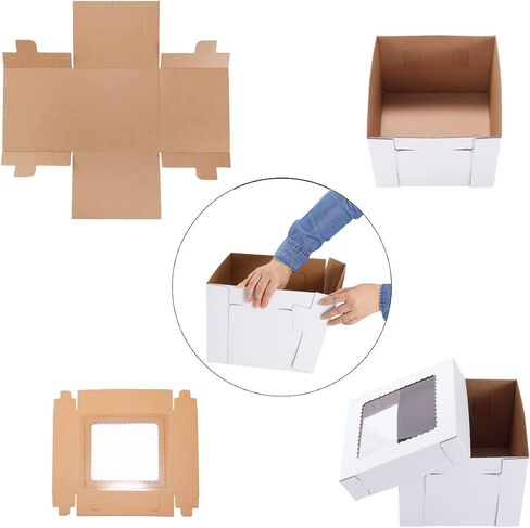 Tall Cake Boxes for Tier Cakes 14x14x12 Inch 2Pack Wedding Cake Boxes,Sturdy Tall Cake Boxes with Window,Layer Cake Carrier,Disposable Cake Containers in Kuwait