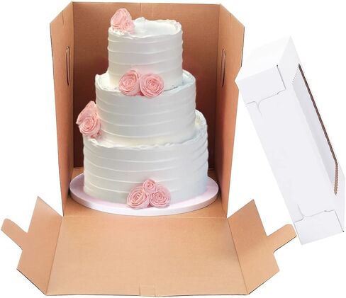 Tall Cake Boxes for Tier Cakes 14x14x12 Inch 2Pack Wedding Cake Boxes,Sturdy Tall Cake Boxes with Window,Layer Cake Carrier,Disposable Cake Containers in Kuwait