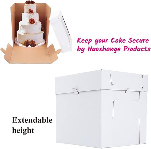 Tall Cake Boxes for Tier Cakes 14x14x12 Inch 2Pack Wedding Cake Boxes,Sturdy Tall Cake Boxes with Window,Layer Cake Carrier,Disposable Cake Containers in Kuwait