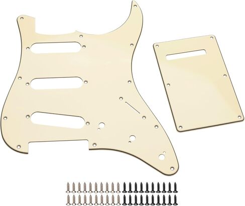 11 Hole Guitar Pickguard SSS Strat Pickguard Backplate Set with Pick Guard Screws for Standard Strat Modern Style Guitar Part (Retro Green) in Saudi Arabia