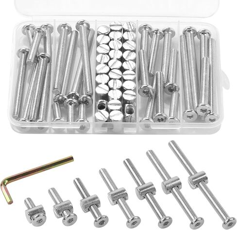Crib Screws,28Sets Baby Bed Crib Screws Hardware Replacement Kit,Bunk Bed Bolts Hex Socket Cap Screws Bolt with Barrel Nuts/Wrenches for Beds Furniture Headboards M6x20mm/30mm/40mm/50mm/60mm/70mm/80mm in Kuwait
