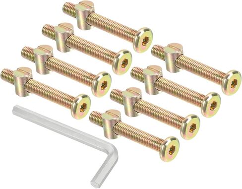 PATIKIL M8 x 50mm Bunk Bed Bolts, 8 Pack Hex Drive Socket Cap Barrel Screws Bolt Nuts Assortment Kit with 1Pcs Wrench for Furniture Bed, Zinc Color in Saudi Arabia