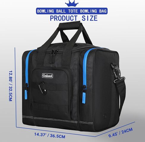 Goloni Bowling Ball Bag for Singer Ball with Padded Ball Holder, 2 Pockets fit Bowling Shoes Up to Mens Size 14 and Accessories in Kuwait