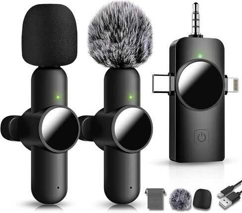3 in 1 Mini Microphone,Wireless Lavalier Microphones for iPhone Android Camera USB-C,2.4G Ultra-Low Delay,Noise Reduction,Microphone Video Recording, Live Streaming, Youtube, TikTok, Vlog(3 Pc) in Saudi Arabia