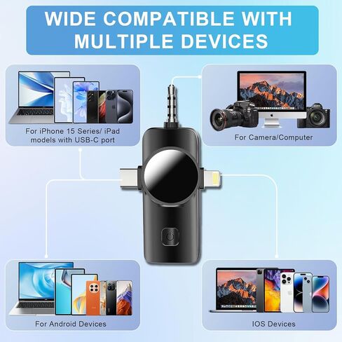 3 in 1 Mini Microphone,Wireless Lavalier Microphones for iPhone Android Camera USB-C,2.4G Ultra-Low Delay,Noise Reduction,Microphone Video Recording, Live Streaming, Youtube, TikTok, Vlog(3 Pc) in Saudi Arabia