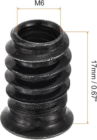 uxcell 50Pcs Threaded Inserts, M6-1x17 Zinc Plated Carbon Steel Hex Socket Drive Screw-in Nut Threaded Inserts for Wood Working Tools and Accessories in Saudi Arabia