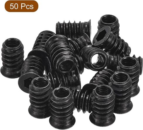 uxcell 50Pcs Threaded Inserts, M6-1x17 Zinc Plated Carbon Steel Hex Socket Drive Screw-in Nut Threaded Inserts for Wood Working Tools and Accessories in Saudi Arabia