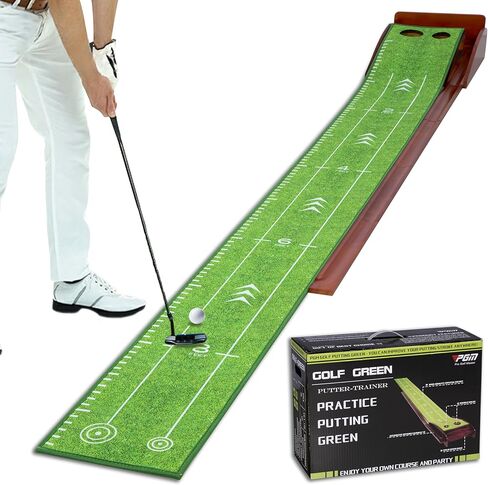 PGM Golf Putting Mat with Auto Ball Return - Indoor & Outdoor Crystal Velvet Putting Green - Distance Display for Precision - Portable, Foldable Golf Mats for Home, Office, and Backyard Practice in Kuwait