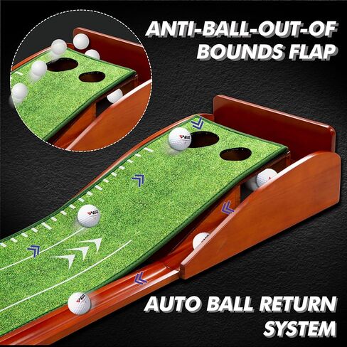 PGM Golf Putting Mat with Auto Ball Return - Indoor & Outdoor Crystal Velvet Putting Green - Distance Display for Precision - Portable, Foldable Golf Mats for Home, Office, and Backyard Practice in Kuwait