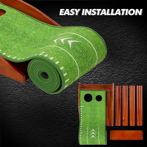 PGM Golf Putting Mat with Auto Ball Return - Indoor & Outdoor Crystal Velvet Putting Green - Distance Display for Precision - Portable, Foldable Golf Mats for Home, Office, and Backyard Practice in Kuwait