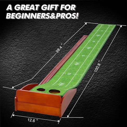 PGM Golf Putting Mat with Auto Ball Return - Indoor & Outdoor Crystal Velvet Putting Green - Distance Display for Precision - Portable, Foldable Golf Mats for Home, Office, and Backyard Practice in Kuwait